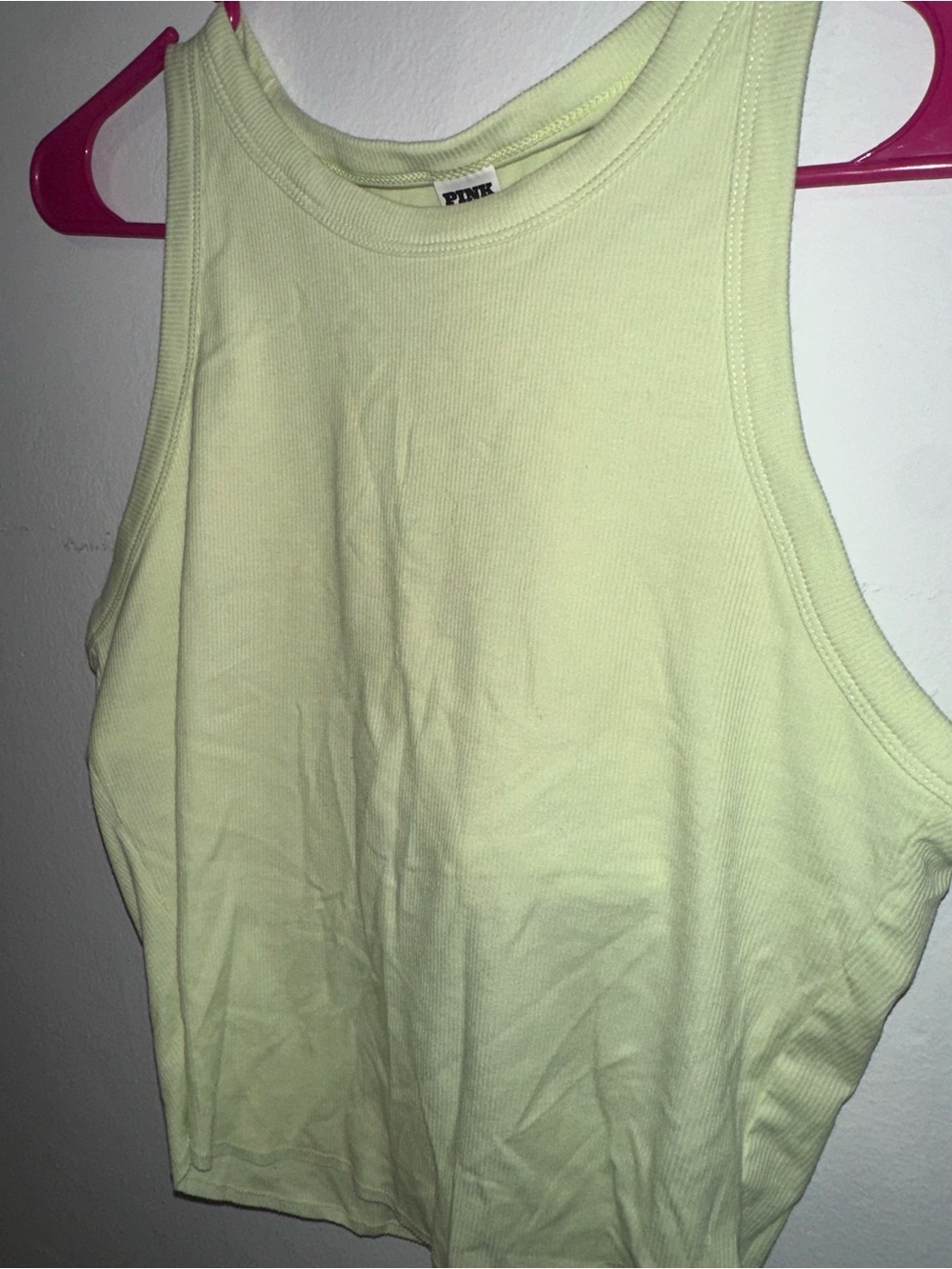 PINK Victoria's Secret Pale Lime Ribbed Tank